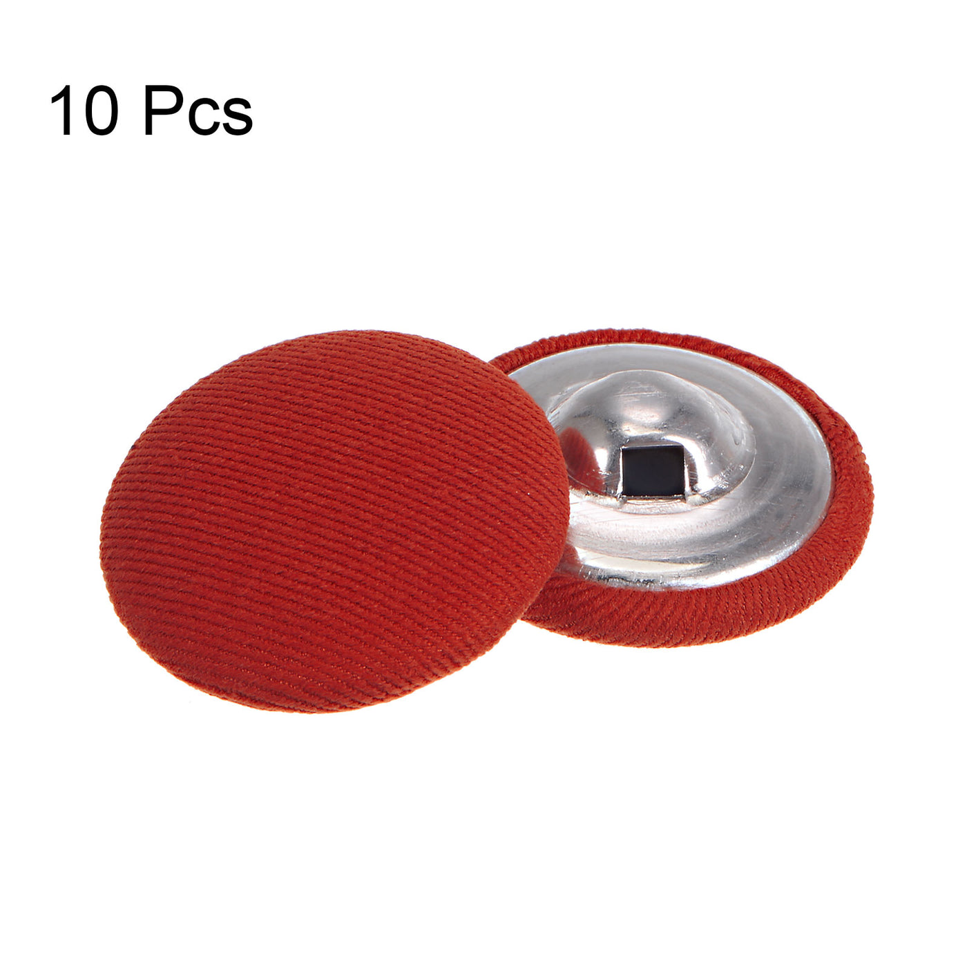 Harfington 10pcs Fabric Cloth Covered Button 25mm Round Metal Sewing Buttons, Red