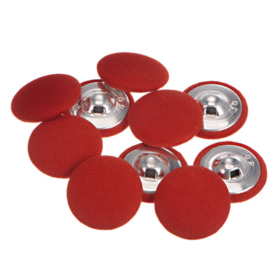 Harfington 10pcs Fabric Cloth Covered Button 25mm Round Metal Sewing Buttons, Red