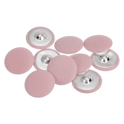 Harfington 10pcs Fabric Cloth Covered Button 30mm Round Metal Sewing Buttons, Pink