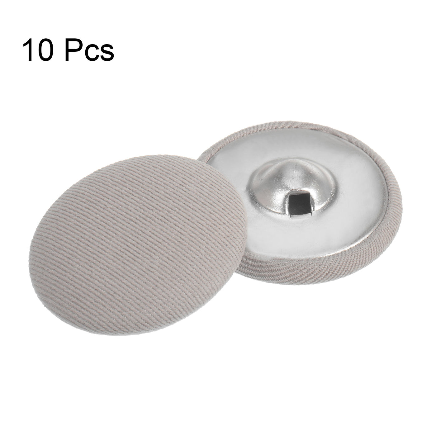 Harfington 10pcs Fabric Cloth Covered Button 30mm Round Metal Sewing Buttons, Beige