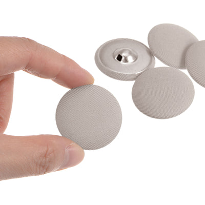 Harfington 10pcs Fabric Cloth Covered Button 30mm Round Metal Sewing Buttons, Beige