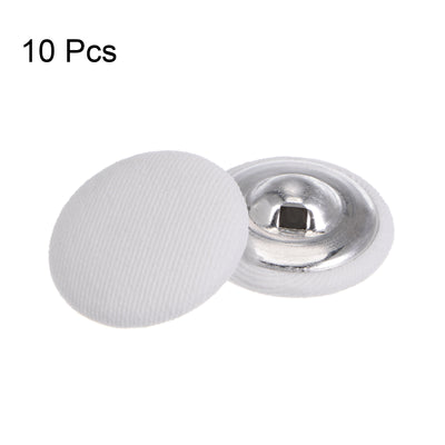 Harfington 10pcs Fabric Cloth Covered Button 25mm Round Metal Sewing Buttons, White