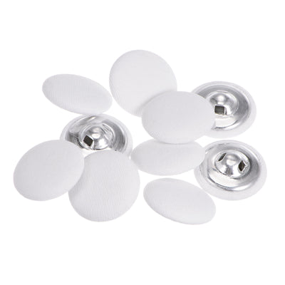 Harfington 10pcs Fabric Cloth Covered Button 25mm Round Metal Sewing Buttons, White