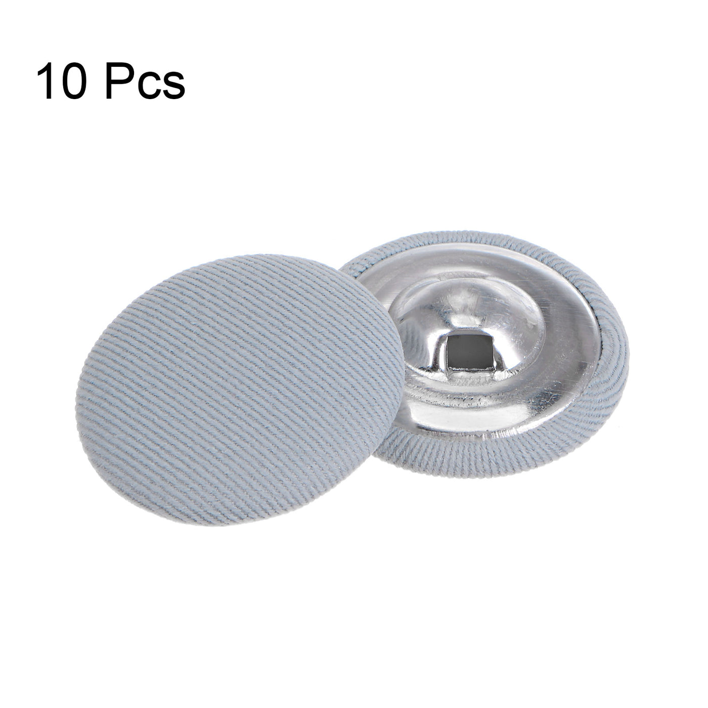 Harfington 10pcs Fabric Cloth Covered Button 25mm Round Metal Sewing Buttons, Light Blue