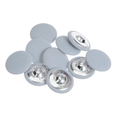 Harfington 10pcs Fabric Cloth Covered Button 25mm Round Metal Sewing Buttons, Light Blue