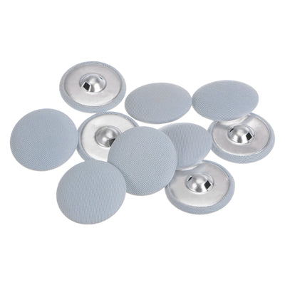 Harfington 10pcs Fabric Cloth Covered Button 30mm Round Metal Sewing Buttons, Light Blue