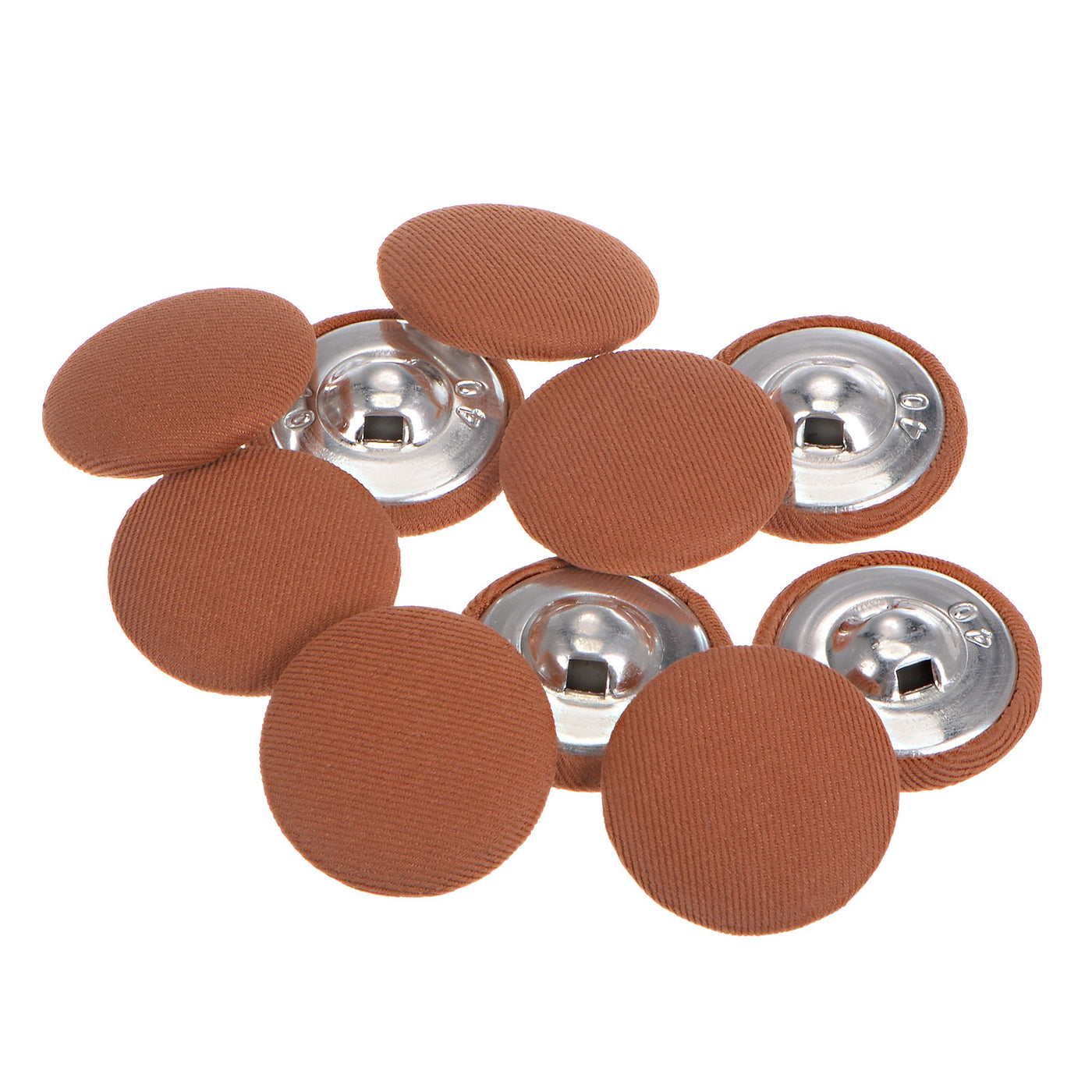 Harfington 10pcs Fabric Cloth Covered Button 25mm Round Metal Sewing Buttons, Alloy Orange