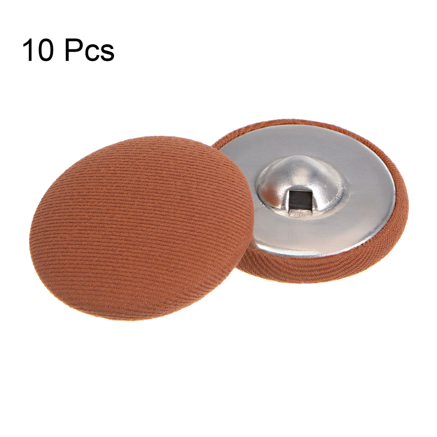 Harfington 10pcs Fabric Cloth Covered Button 30mm Round Metal Sewing Buttons, Alloy Orange