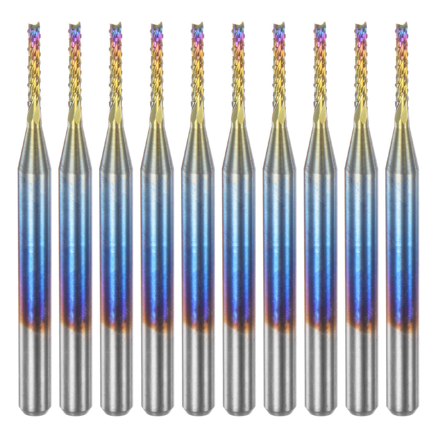 Harfington 10pcs 1/8" Shank 1.2mm Tungsten Carbide Blue Coated End Mill CNC Router Bits