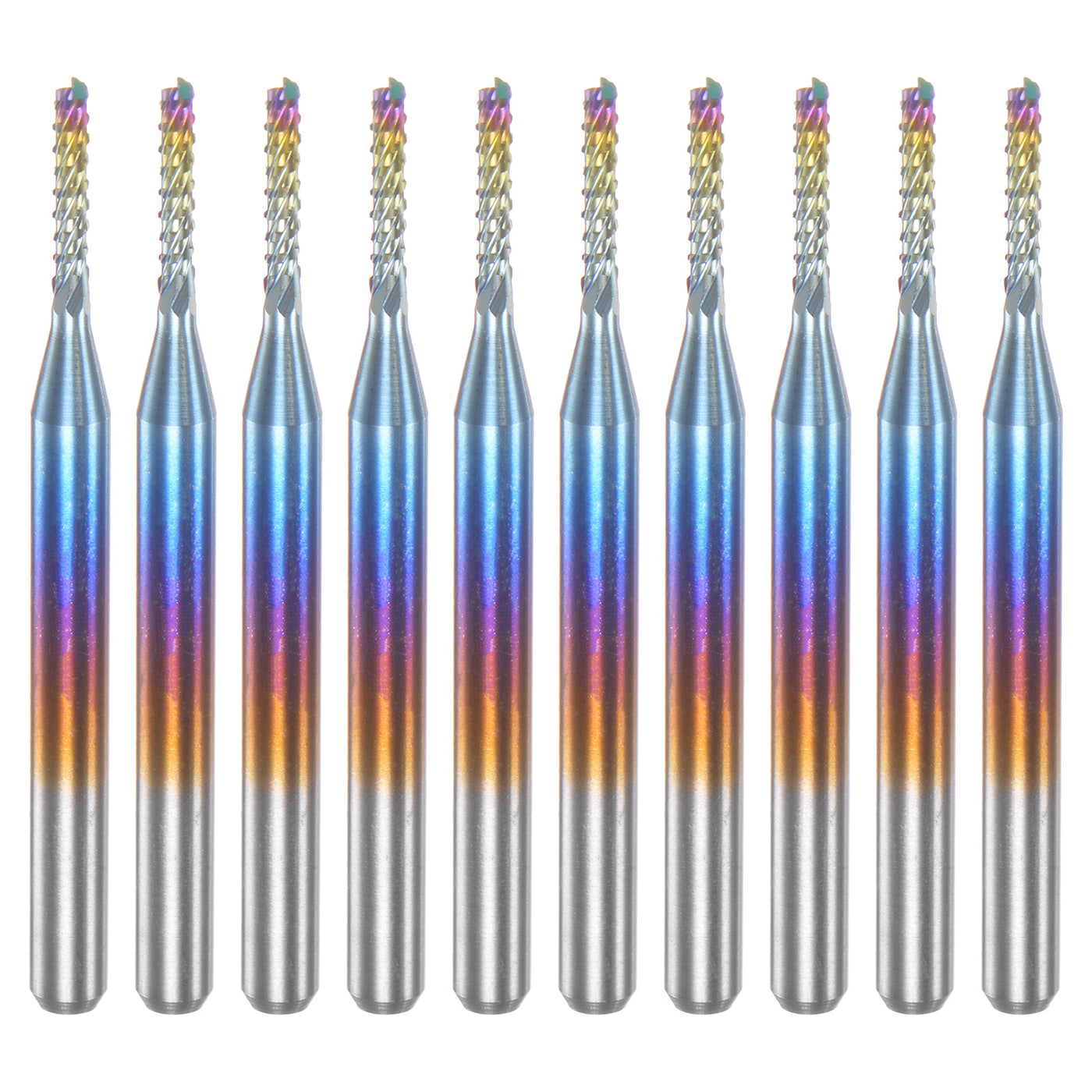 Harfington 10pcs 1/8" Shank 1.4mm Tungsten Carbide Blue Coated End Mill CNC Router Bits