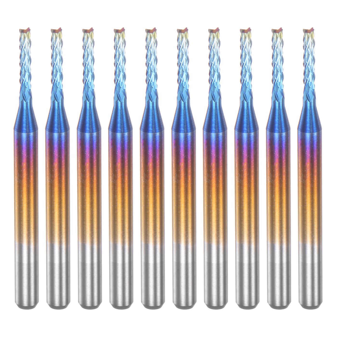 Harfington 10pcs 1/8" Shank 1.6mm Tungsten Carbide Blue Coated End Mill CNC Router Bits