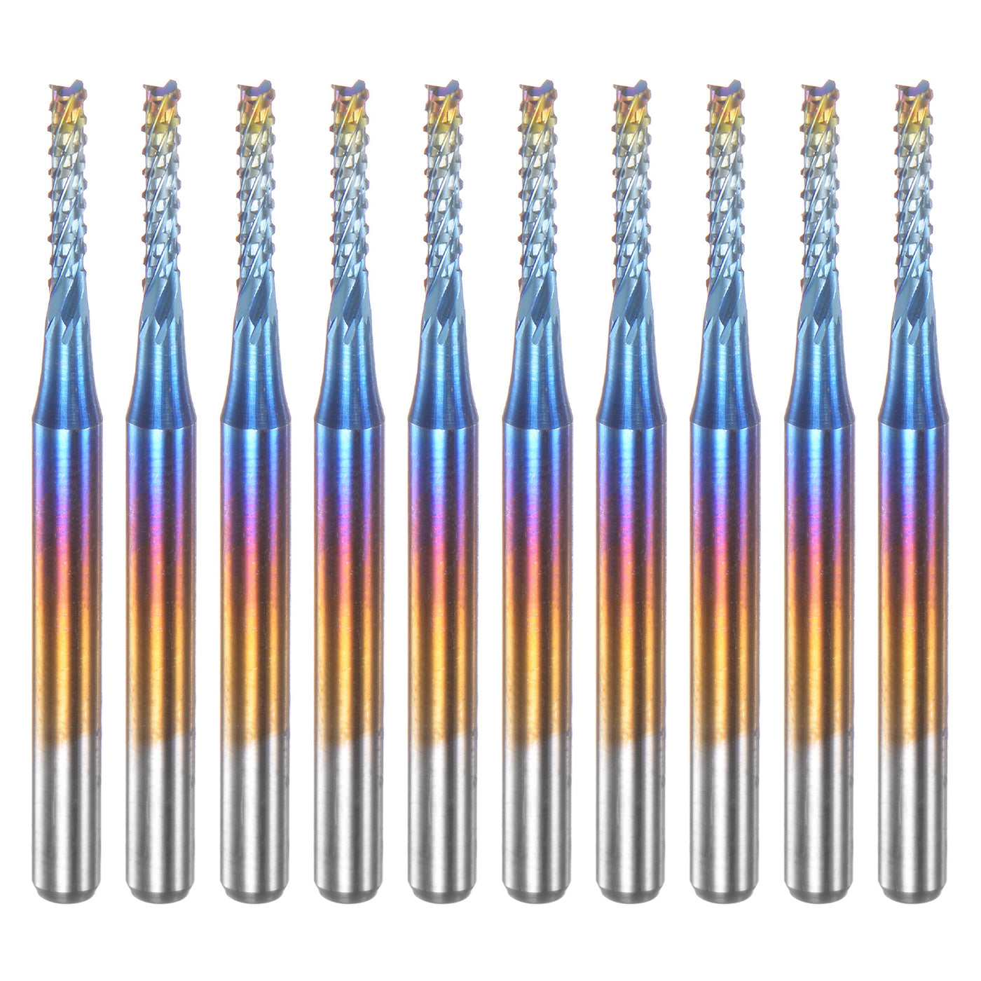 Harfington 10pcs 1/8" Shank 1.8mm Tungsten Carbide Blue Coated End Mill CNC Router Bits