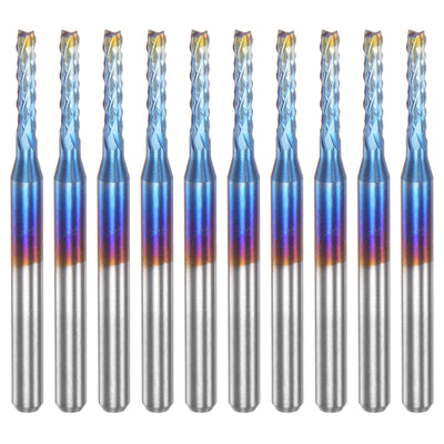 Harfington 10pcs 1/8" Shank 2mm Tungsten Carbide Blue Coated End Mill CNC Router Bits