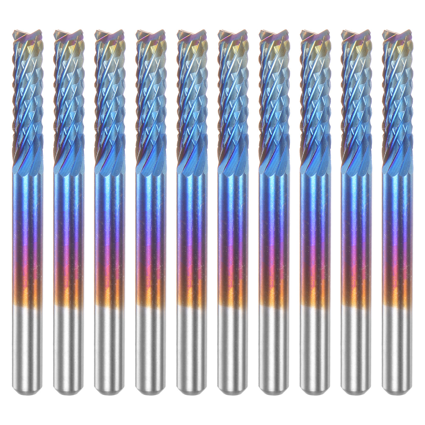 Harfington 10pcs 1/8" Shank 3.175mm Tungsten Carbide Blue Coated End Mill CNC Router Bits