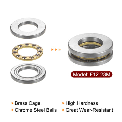 Harfington 4pcs F12-23M Miniature Thrust Ball Bearings 12x23x7.5mm Chrome Steel with Washer