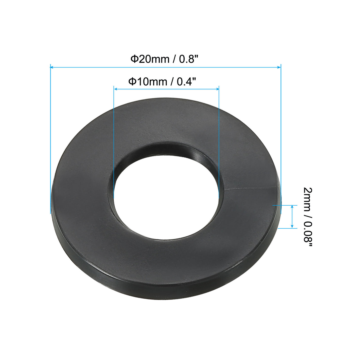 Harfington M10 Rubber Flat Washer, 10pcs 10mm ID 20mm OD 2mm Thick Sealing Spacer Gasket