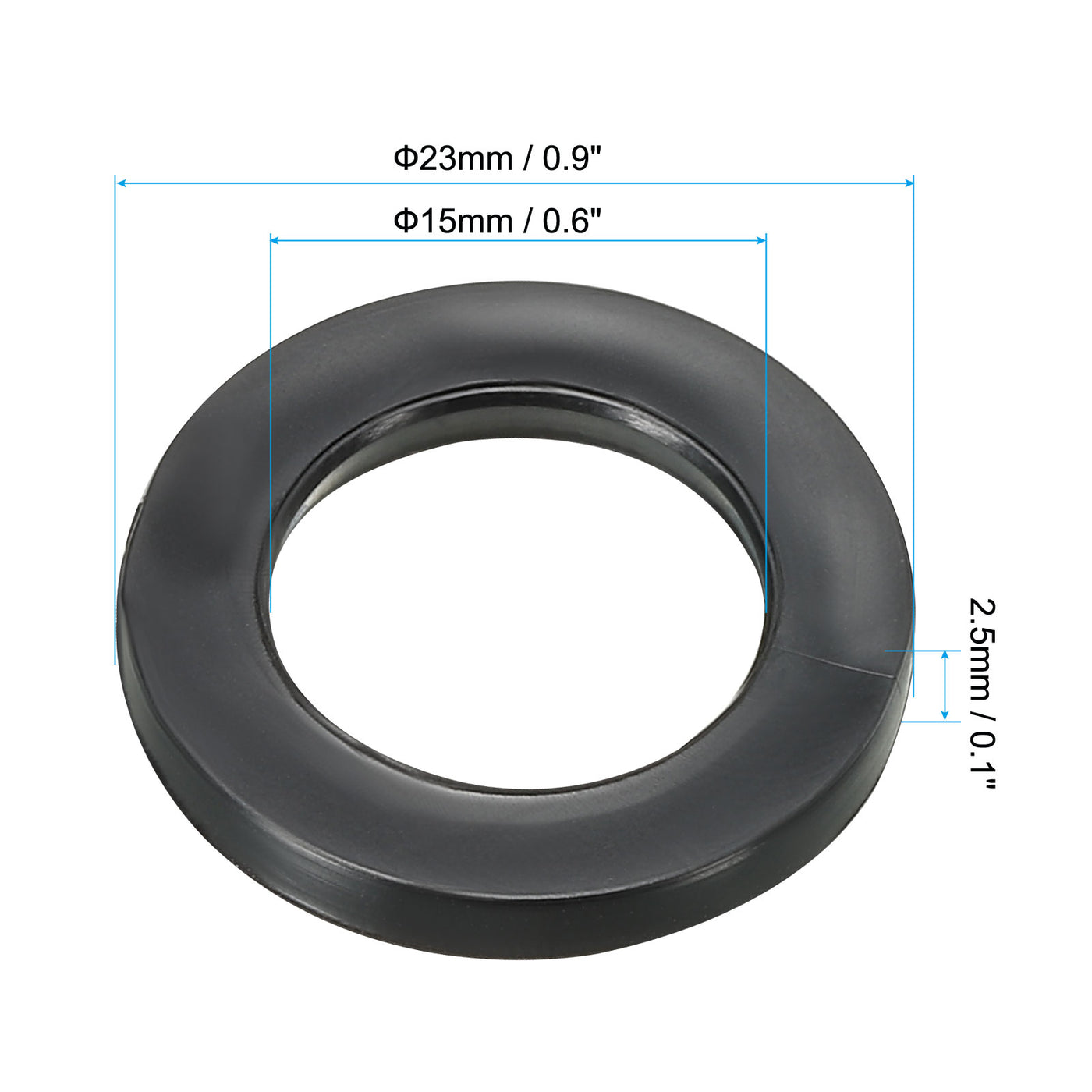 Harfington M15 Rubber Flat Washer, 10pcs 15mm ID 23mm OD 2.5mm Thick Sealing Spacer Gasket
