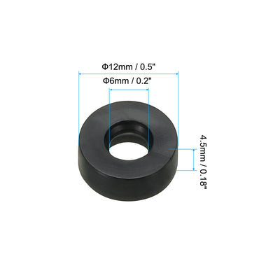 Harfington M6 Rubber Flat Washer, 40pcs 6mm ID 12mm OD 4.5mm Thick Sealing Spacer Gasket