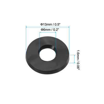 Harfington M6 Rubber Flat Washer, 10pcs 6mm ID 13mm OD 1.6mm Thick Sealing Spacer Gasket