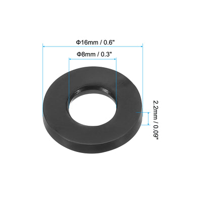 Harfington M8 Rubber Flat Washer, 10pcs 8mm ID 16mm OD 2.2mm Thick Sealing Spacer Gasket