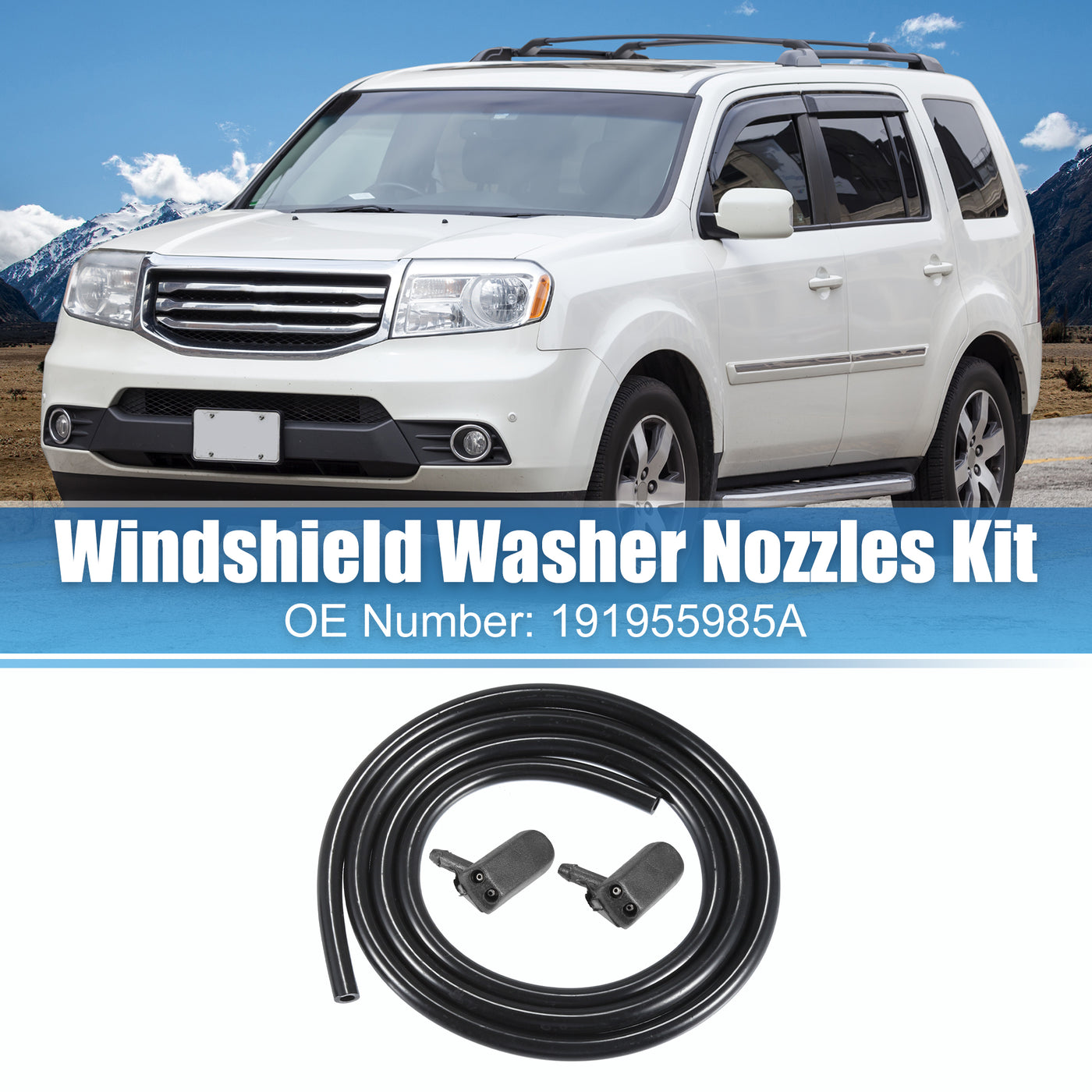 uxcell Uxcell 1 Set Windshield Wiper Washer Nozzle Spray Jet with 1m Windshield Washer Hose for Volkswagen Passat 1.9L 1996-1997 No.191955985A