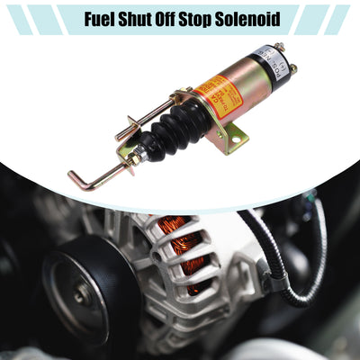 Harfington Fuel Shut Off Stop Solenoid Valve 12V 36607197 1502-12C7U2B2S1 Fit for Diesel Engine - Pack of 1 Bronze Tone