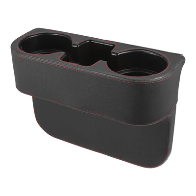Harfington PU Leather Car Seat Gap Filler Multi-function Cup Holder Car Seat Organizer Console Side Pocket Storage Box - Pack of 1