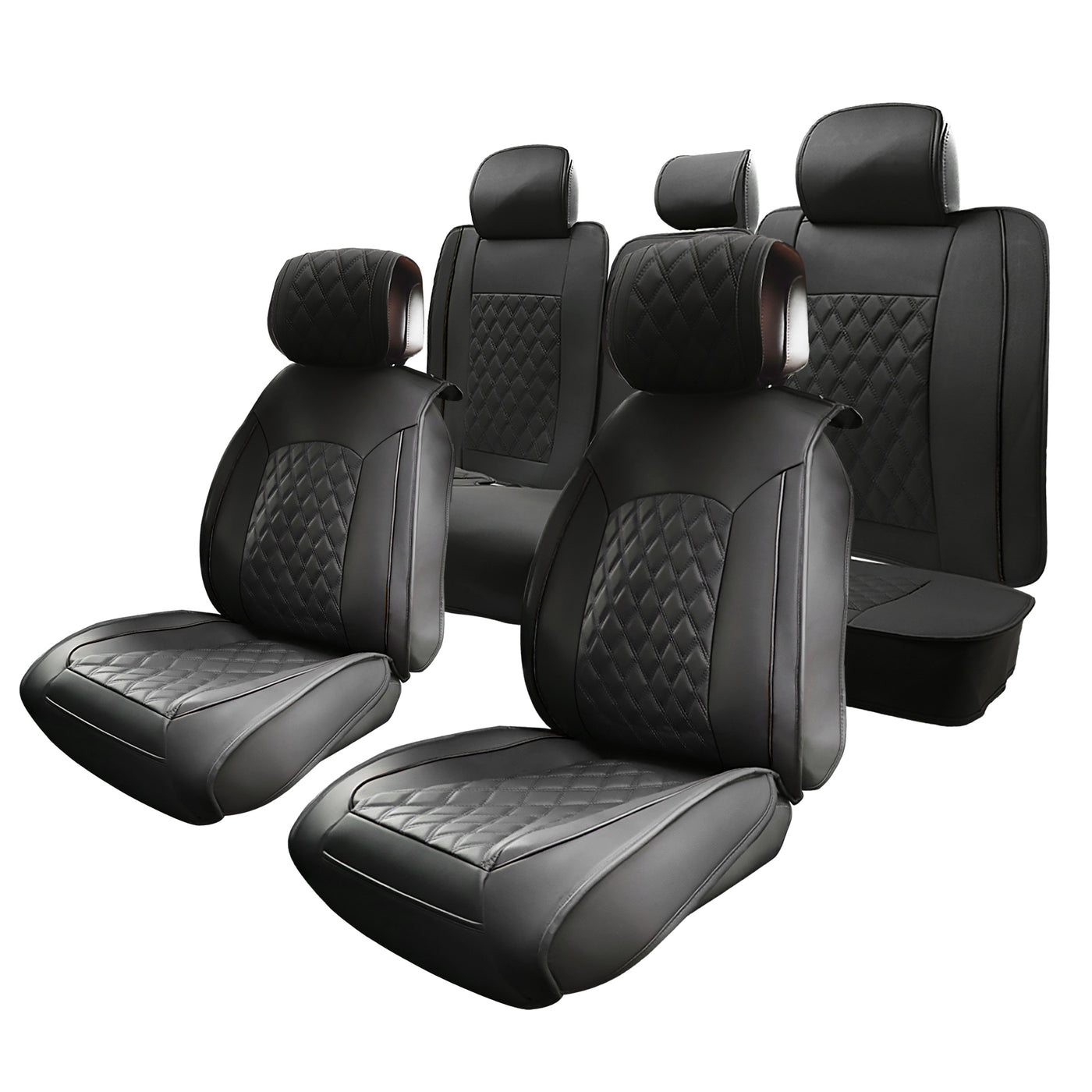 uxcell Uxcell Front Rear Seat Cover for Ford F150 2009-2014 for Ford F-150 2015-2018 2019-2023 Seat Protectors Pad Waterproof Faux Leather Black 5 Pcs