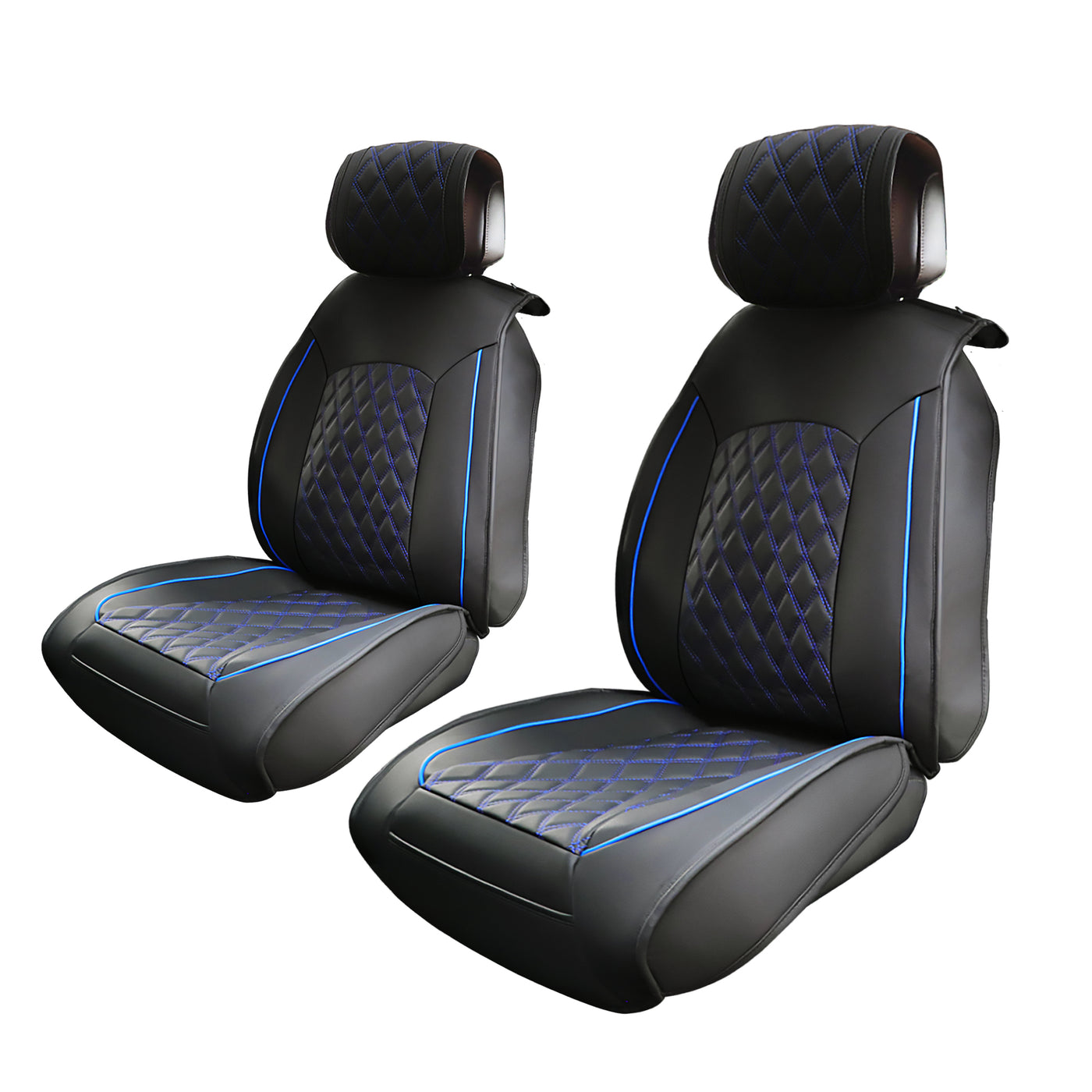 uxcell Uxcell Front Seat Cover for Ford F150 2009-2014 for Ford F-150 2015-2018 2019-2023 Seat Protectors Pad Waterproof Faux Leather Pickup Cover Black Blue 2 Pcs