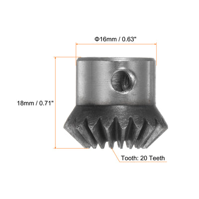 Harfington 2pcs Bevel Gears 1M 20 Teeth 5mm Shaft Hole Tapered Bevel Pinion Gear