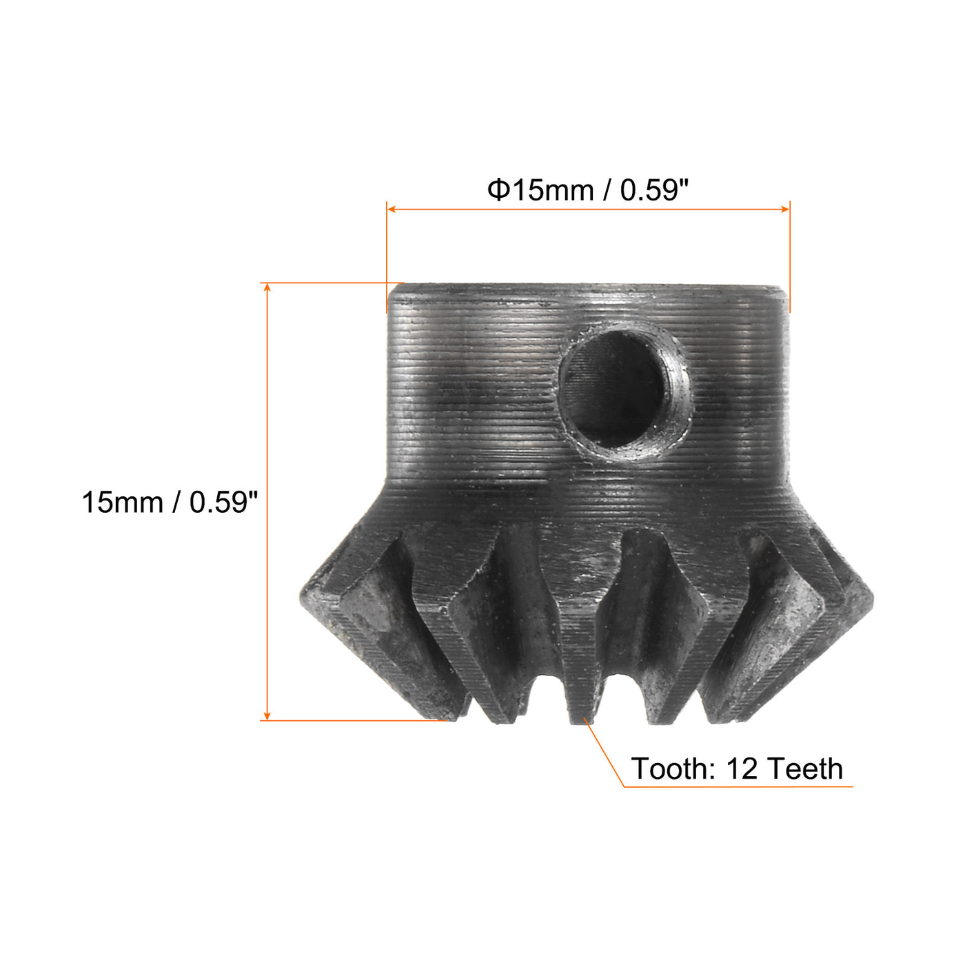 Harfington 2pcs Bevel Gears 1.5M 12 Teeth 6mm Shaft Hole Tapered Bevel Pinion Gear