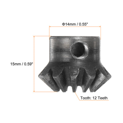 Harfington 2pcs Bevel Gears 1.5M 12 Teeth 8mm Shaft Hole Tapered Bevel Pinion Gear