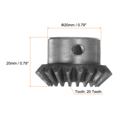 Harfington 2pcs Bevel Gears 1.5M 20 Teeth 8mm Shaft Hole Tapered Bevel Pinion Gear