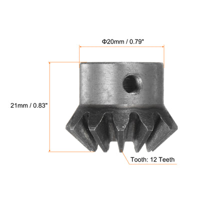 Harfington 2pcs Bevel Gears 2M 12 Teeth 6mm Shaft Hole Tapered Bevel Pinion Gear