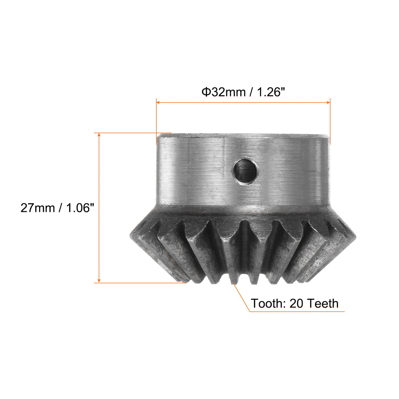 Harfington 2pcs Bevel Gears 2M 20 Teeth 12mm Hole Tapered Bevel Pinion Gear, 4mm Keyway