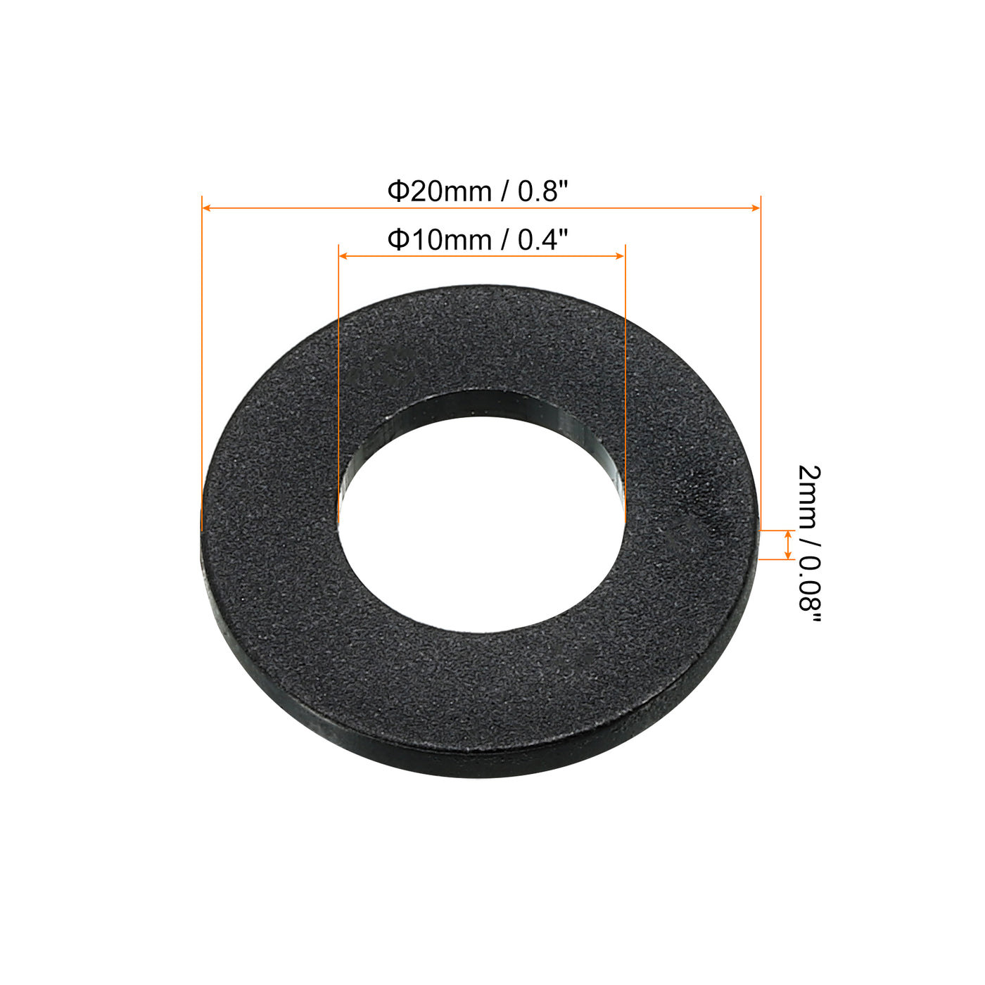 Harfington M10 Nylon Flat Washer, 80pcs 10mm ID 20mm OD 2mm Thick Sealing Spacer Gasket