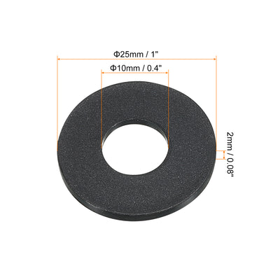 Harfington M10 Nylon Flat Washer, 100pcs 10mm ID 25mm OD 2mm Thick Sealing Spacer Gasket