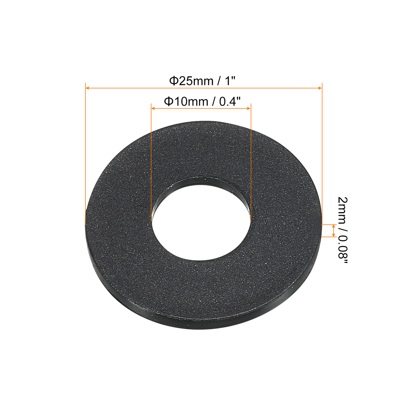 Harfington M10 Nylon Flat Washer, 200pcs 10mm ID 25mm OD 2mm Thick Sealing Spacer Gasket