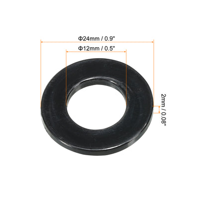 Harfington M12 Nylon Flat Washer, 100pcs 12mm ID 24mm OD 2mm Thick Sealing Spacer Gasket