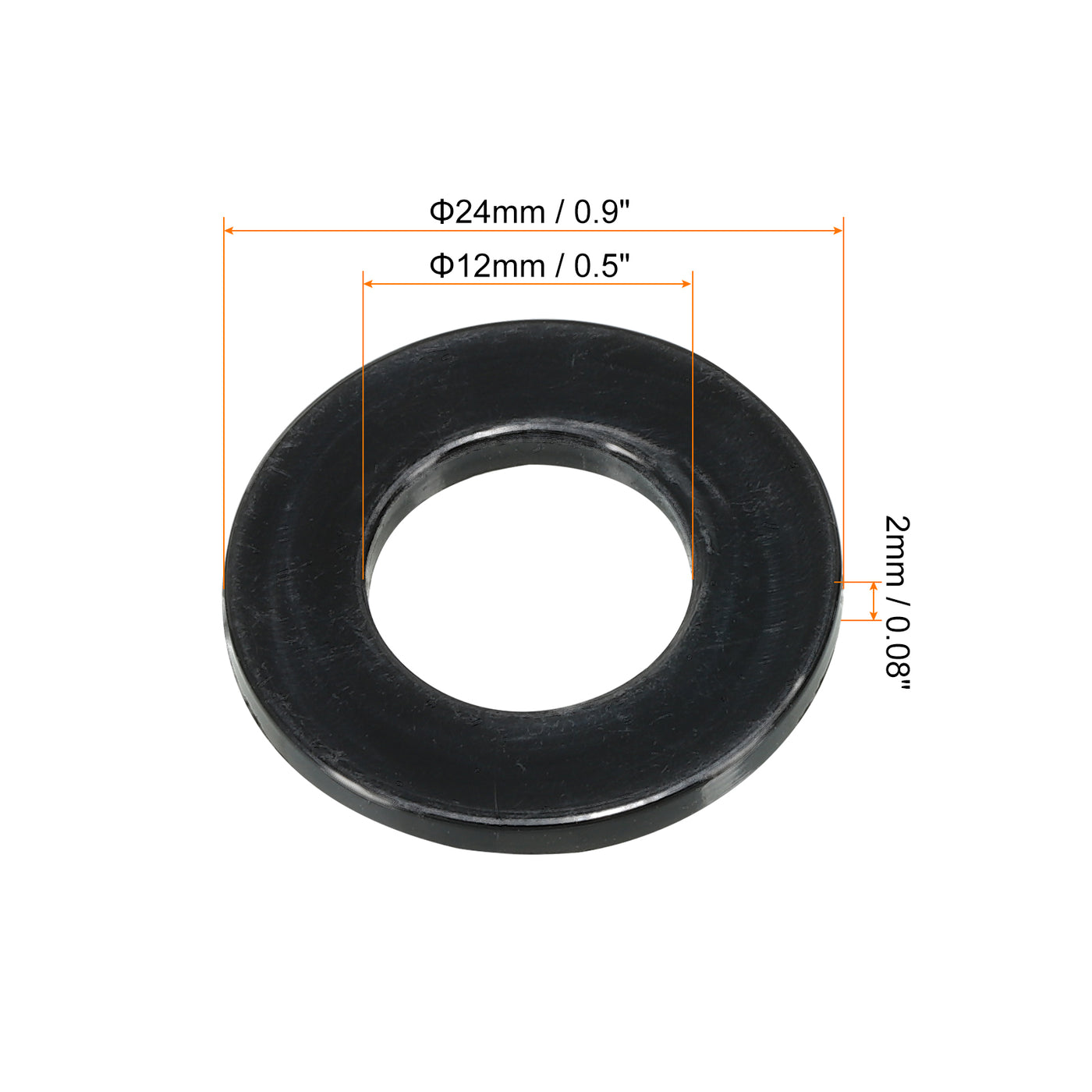 Harfington M12 Nylon Flat Washer, 200pcs 12mm ID 24mm OD 2mm Thick Sealing Spacer Gasket