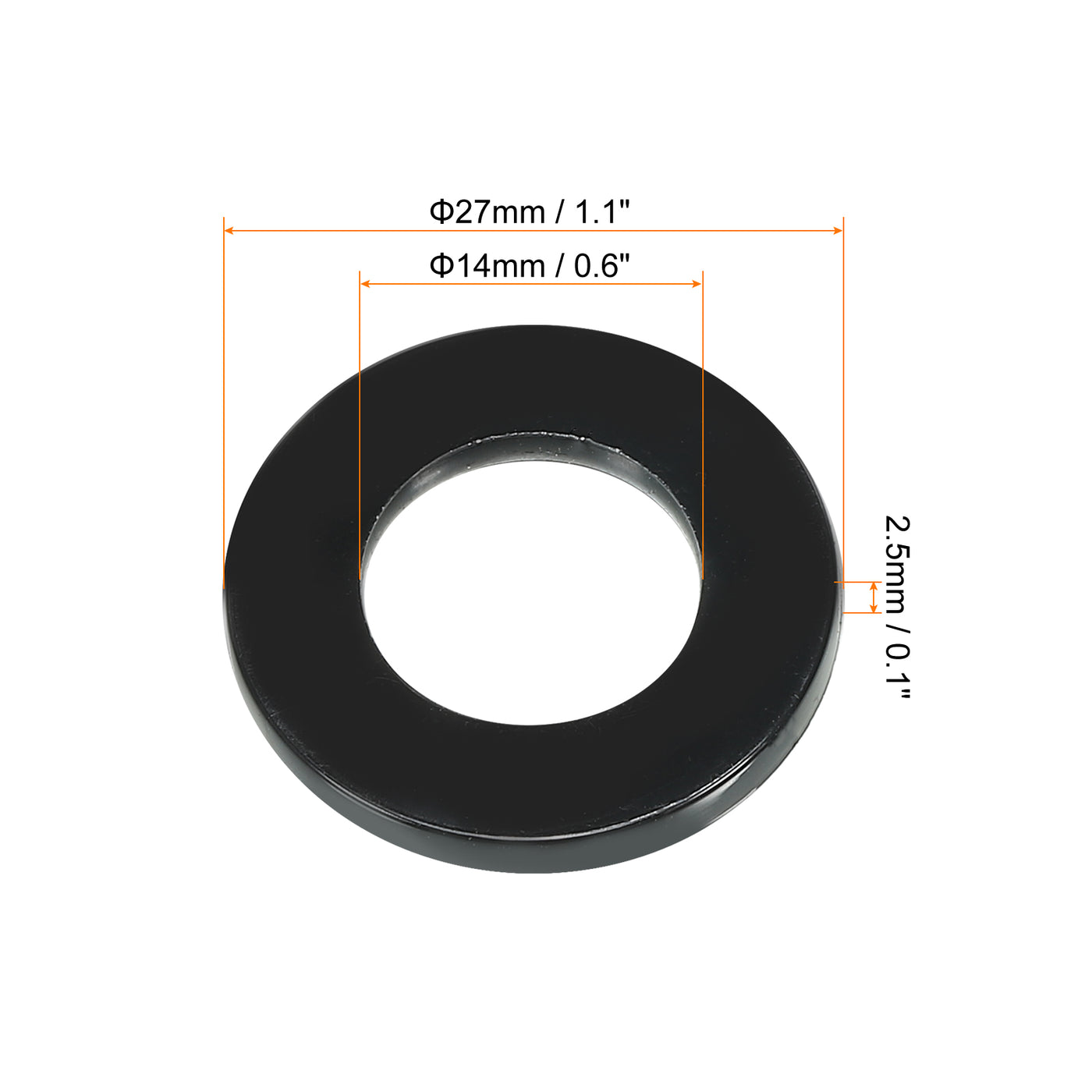 Harfington M14 Nylon Flat Washer, 200pcs 14mm ID 27mm OD 2.5mm Thick Sealing Spacer Gasket