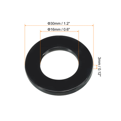 Harfington M16 Nylon Flat Washer, 150pcs 16mm ID 30mm OD 3mm Thick Sealing Spacer Gasket