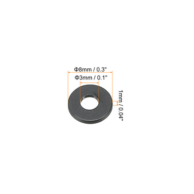 Harfington M3 Nylon Flat Washer, 80pcs 3mm ID 8mm OD 1mm Thick Sealing Spacer Gasket