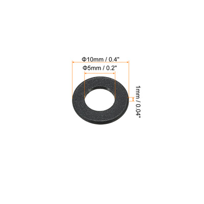 Harfington M5 Nylon Flat Washer, 150pcs 5mm ID 10mm OD 1mm Thick Sealing Spacer Gasket