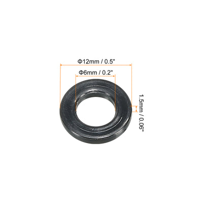 Harfington M6 Nylon Flat Washer, 150pcs 6mm ID 12mm OD 1.5mm Thick Sealing Spacer Gasket