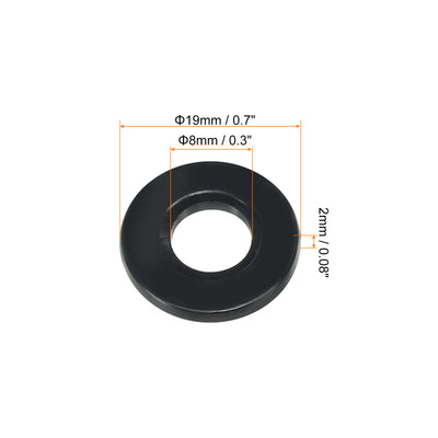 Harfington M8 Nylon Flat Washer, 100pcs 8mm ID 19mm OD 2mm Thick Sealing Spacer Gasket