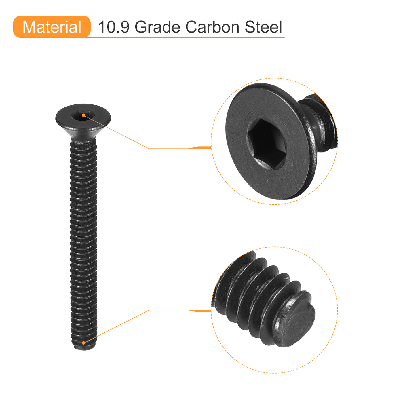 uxcell Uxcell #4-40x1" Flat Head Socket Cap Screws, 10.9 Grade Carbon, Black, 10pcs