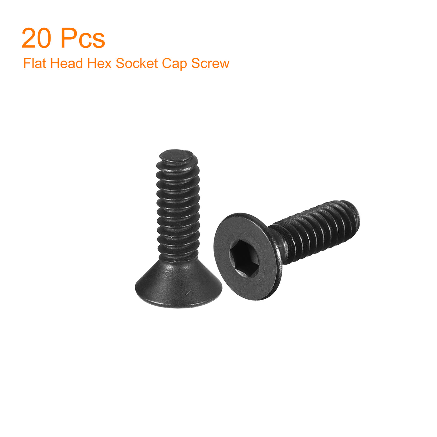 uxcell Uxcell #5-40x3/8" Flat Head Socket Cap Screws, 10.9 Grade Carbon, Black, 20pcs