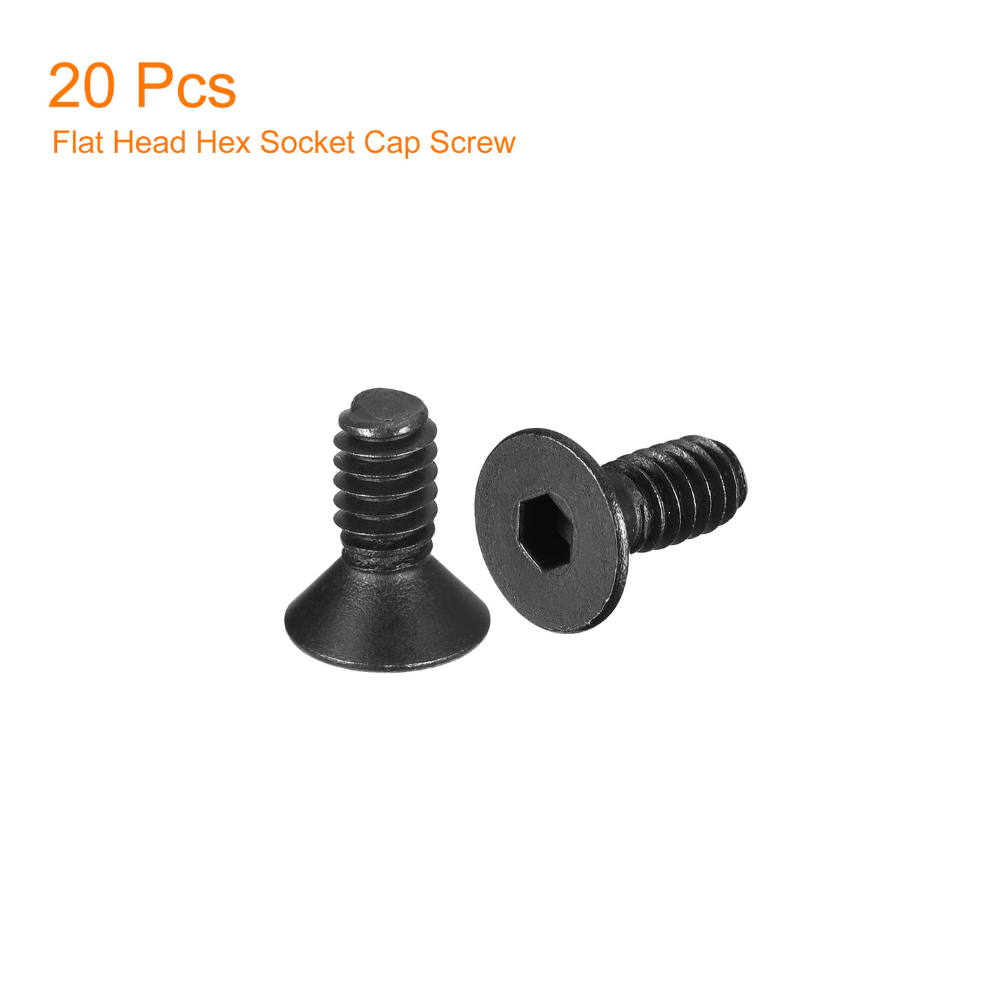 uxcell Uxcell #6-32x3/8" Flat Head Socket Cap Screws, 10.9 Grade Carbon, Black, 20pcs