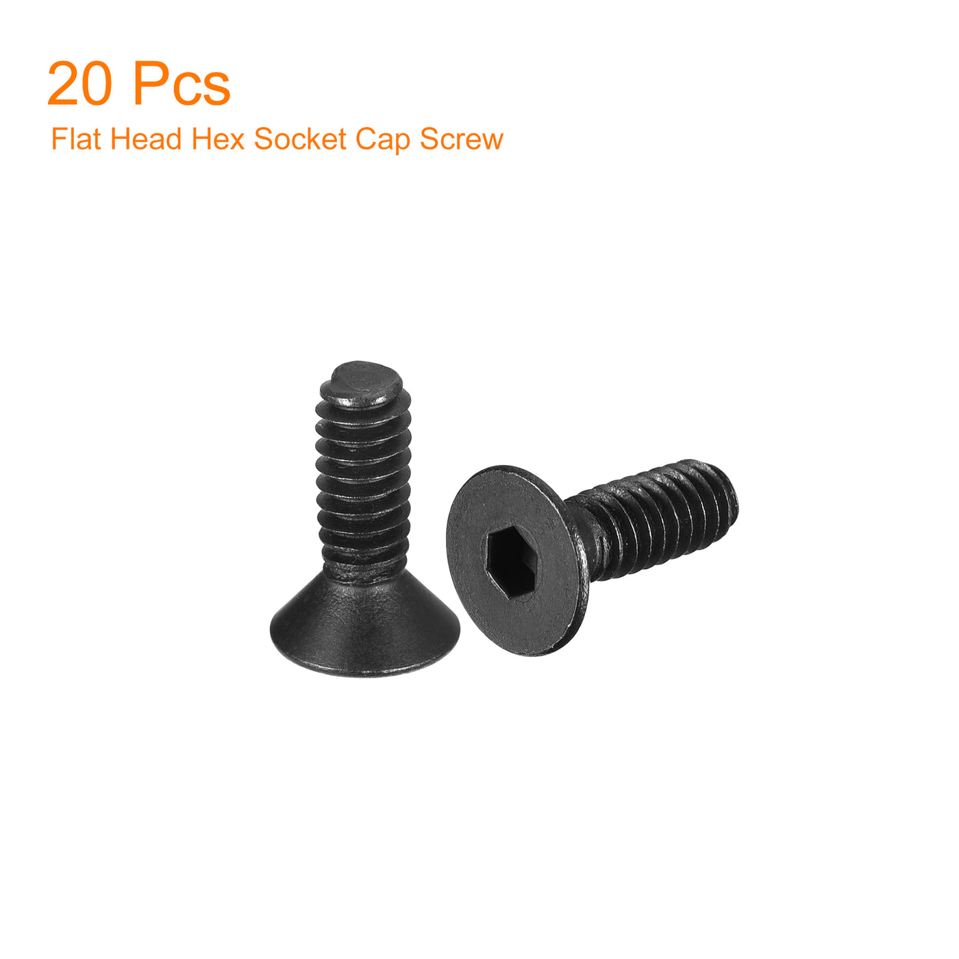 uxcell Uxcell #6-32x1/2" Flat Head Socket Cap Screws, 10.9 Grade Carbon, Black, 20pcs